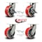 Service Caster 8 Inch Heavy Duty Red Poly on Cast Iron Caster Swivel Locks 2 Brakes, 4PK SCC-KP92S830-PUR-RS-SLB-BSL-2-BSL-2 - alternate 7